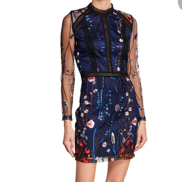 Ryse Dresses & Skirts - Ryse the Label Mesh Embroidered Floral Mini Dress
